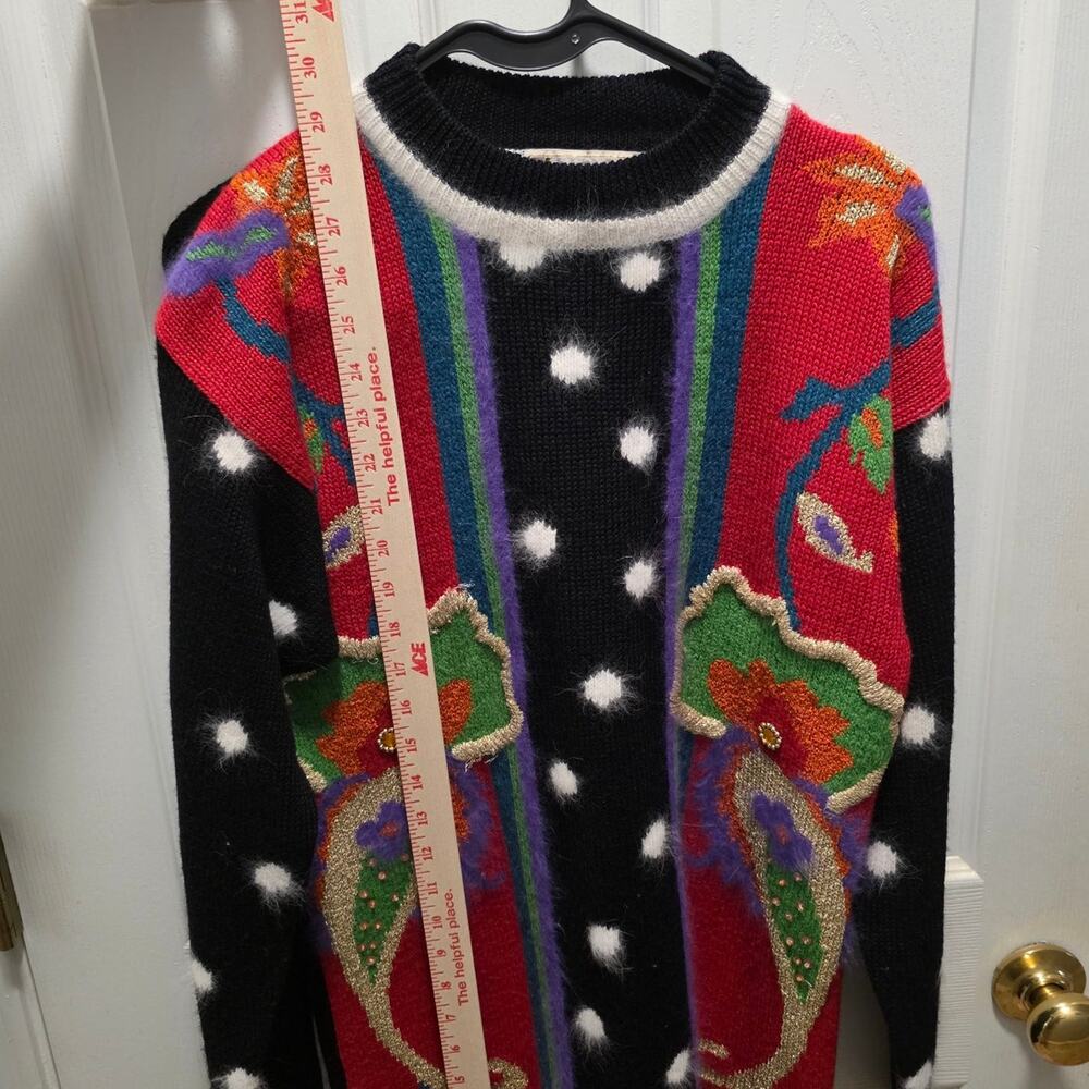 Vintage Imago Angora Wool Blend Floral Paisley Sequin Sweater Medium